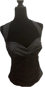 Miraclesuit Tankini Swimsuit Top Black Polka Dot RuchedUnderwire Padded Size 12 - Picture 1 of 13