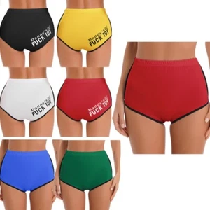 Women's Letters Print Booty Shorts Running Yoga Gym Shorts Hot Pants Bottom Club - Picture 1 of 46