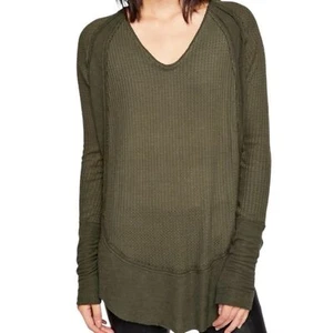 Free People We The Free Soft long sleeve boho top size XS green - Picture 1 of 12