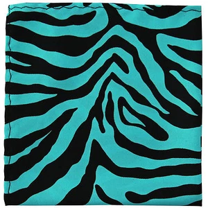 New men's polyester turquoise zebra hankie pocket square formal wedding prom - Picture 1 of 2