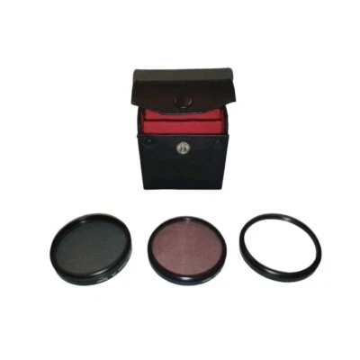 camera optics merkury japan 52mm filter 3 set UV FD PL vintage lenses in case - Image 1 of 3