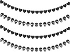 4Pcs Gothic Black Heart Skull Garland Banner Kits Black Felt Heart Garland Banne