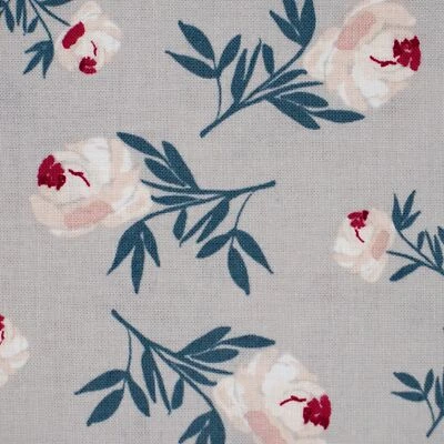 Blooms & Bobbins Fat Quarter Cotton Quilting Fabric Melissa Mora Gray Flowers - Image 1 of 3