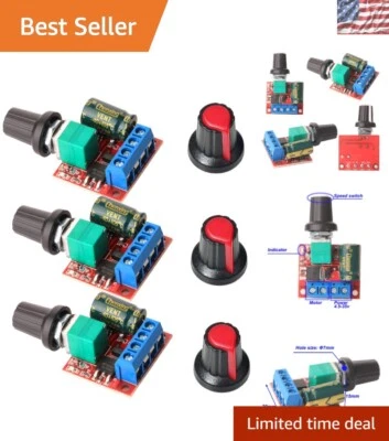 Controlador de velocidad de motor de CC de voltaje variable 5A, ideal para proyectos hágalo usted mismo - 3 piezas Foto 1 de 4