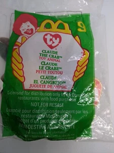 CLAUDE™ #9 Ty™ THE CRAB MINI BEANIE BABY McDonalds™ HAPPY MEAL SPIELZEUG VERSIEGELT 1999! - Bild 1 von 1