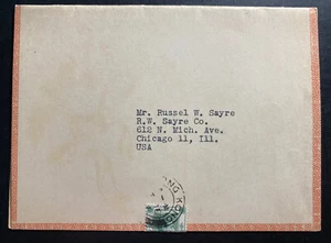 1947 Hong Kong Christmas Card cover To Chicago IL USA Yuan Guan Electric Co - Picture 1 of 4