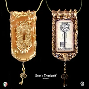 amuleti portafortuna talismano potente magia cabala pendente alchimia chiave oro - Picture 1 of 12