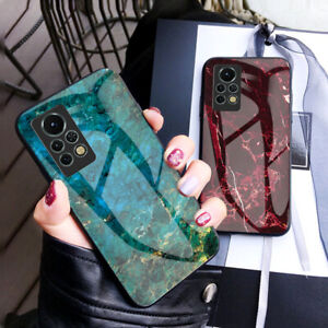 For Infinix Note 11 Pro/ Note 11S , Hybrid Marble Glass Soft Bumper Case Cover