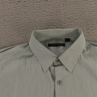 Camisa Theory Para Hombre L Azul Rayas Mezcla Algodón Abotonada Manga Larga Foto 1 de 4