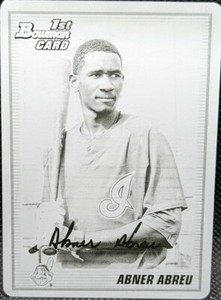 ABNER ABREU 2010 Topps Bowman 1st RC PRINTING PLATE SP 1/1 Cubs Braves Cleveland