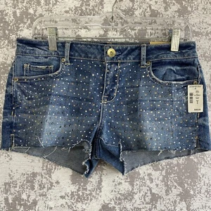 Aeropostale Mid Rise Shorty Shorts Womens 8 Rhinestone Cutoff Jeans NWT - Picture 1 of 14