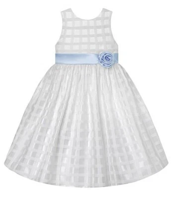 NWT~ Size 6X White & Blue A-Line American Princess Dress Flower Girl - Image 1 of 2