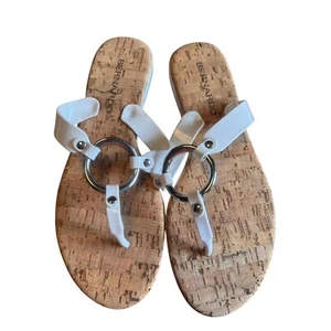 Bernardo Cork Sandals White Thong Ring Accent Slide On Flats Size Women's Size 8 - Bild 1 von 5