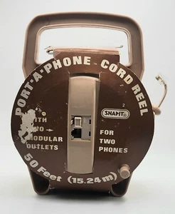 PORT-A-PHONE Leviton Cable 50 Foot Telephone Cord Reel Double Outlet - Picture 1 of 8