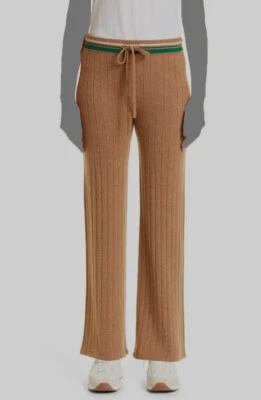 $268 Monrow Woman's Brown Stripe Waist Ribbed Drawstring Pants Size M - Image 1 of 4