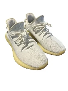 Adidas Size 9 Men’s Yeezy Boost 350 V2 Low Cream White / Triple White GUC S134-1 - Picture 1 of 16