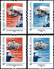 4 Perso stamps "Summit NATO Strasbourg-Kehl / MARINE ONE - AIR FORCE ONE" 2009