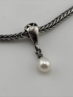 TROLLBEADS Drop w White Pearl 11904W Retired Rare Sterling Silver New #453 - Image 1 of 4