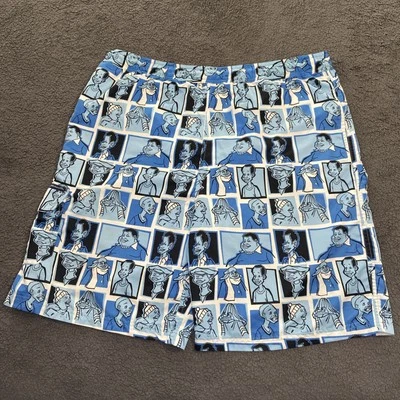 Pantalones Cortos de Natación De Colección Y2K Platino Fubu Fat Albert Estampado Completo Azul Cuadros L Foto 1 de 4