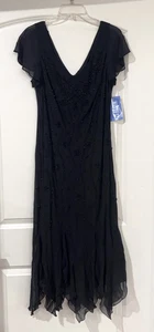 Vintage Beaded Dress Womens 16 Black 90s Gothic Evening Wedding Whimsigoth NEW - Picture 1 of 11