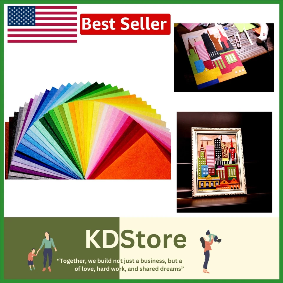 42Pcs Multicolor Felt Fabric Sheets 6x6in DIY Craft Sewing Projects Kids - Image 1 of 4