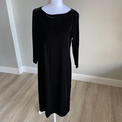 Vestido midi de terciopelo negro manga larga vintage vacaciones caprichoso bruja para mujer M Foto 1 de 4