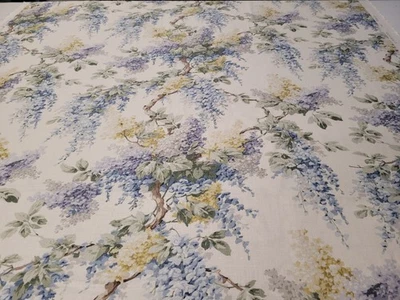 Linwood VITA LINEN BLUE YELLOW ENGLISH GARDEN WISTERIA Fabric 2.6mt NEW - Image 1 of 4