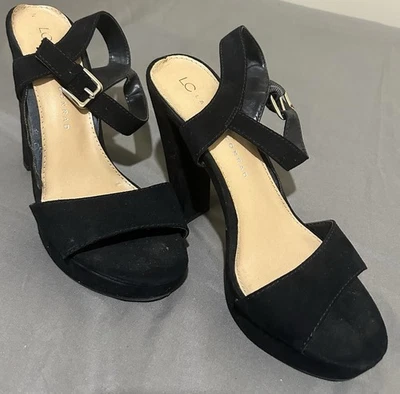 Vestido LC Lauren Conrad Feminino Conforto Bloco Salto Alto Preto Tamanho 8 Médio - Imagem 1 de 4