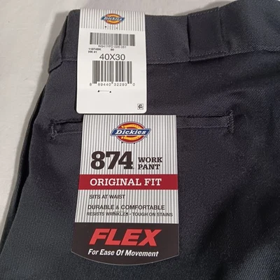 NUEVO Pantalones de Trabajo Dickies 874 Para Hombre 44x32 Se Ajusta 43x31 Negro Ajuste Original Flex Nuevos con Etiquetas Foto 1 de 4