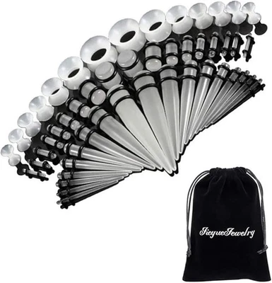 Set de 50 Piezas para Estiramiento de Orejas Tapers y Plugs de Acrilico Tuneles Foto 1 de 4
