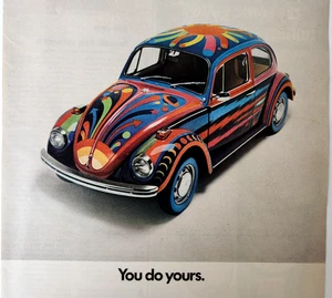 Volkswagen VW Beetle Bug Painted Vintage 1970 Car Ad Magazine Print Automobile - Picture 1 of 5