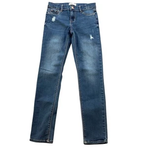 Jordache Super Skinny Denim Jeans Girls Size 12 Stretch Lightly Distressed - Picture 1 of 10