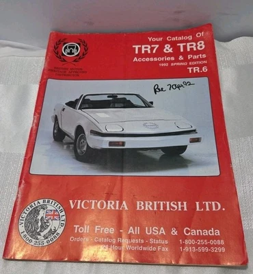 TRIUMPH TR7 & TR8 1992 catálogo de accesorios y piezas Victoria British Ltd. Foto 1 de 4