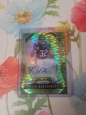 2019 Panini Prizm David Montgomery Auto Green Pulsar (RC) SP - Imagem 1 de 2