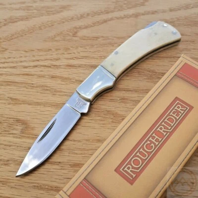 Rough Ryder Lockback Folding Knife Stainless Blade White Smooth Bone Handle - Image 1 of 4