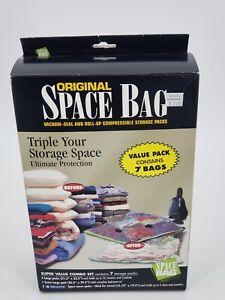 Space Bag Original 7 Bags Vacuum Seal 4 Large 1 XL 2 Sm Storage Travel Bags