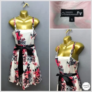 Vestido de papaya de ocasión de uso ocasional con tiras plisadas en crema Reino Unido 8 EUR 4 EE. UU. 0 forrado - Imagen 1 de 14