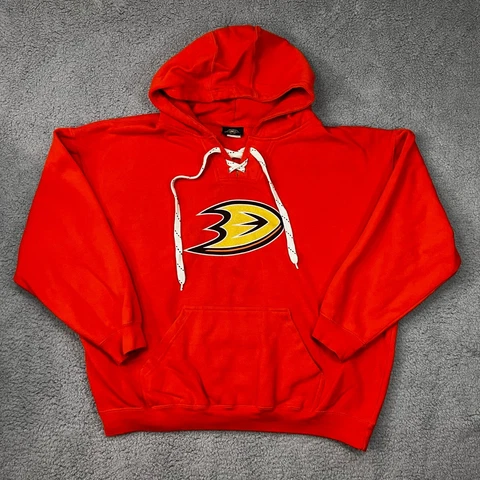Old Time Hockey Anaheim Ducks NHL Hockey Hoodie Pullover Sweater Adult XL Orange Cover