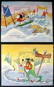 GAMBIA DISNEY STAMPS SKIING 2 SS 1993 MNH MINNIE GOOFY WINTER SPORTS 1 SKI - Picture 1 of 3