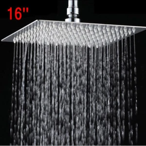 16" Quadratisch Edelstahl Regendusche Kopf Wasserhahn Bad Top Brause Wasserhahn - Bild 1 von 8