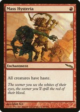 Mass Hysteria Mirrodin HEAVILY PLD Red Rare MAGIC THE GATHERING CARD ABUGames