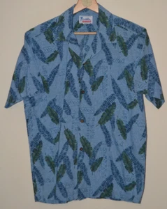 Vintage Mens Hawaii Brand Blue & Green Hawaiian S/S Shirt Size Small - Picture 1 of 6