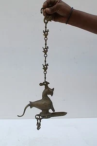 Antique Old Unique Brass Peacock Wall Hanging Divi Oil Lamp Collectible NH2034 - Picture 1 of 10