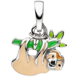 Ciondolo bradipo folivora in argento 925 colorato multicolore collana bambini - Foto 1 di 1