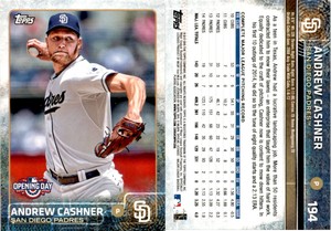 Andrew Cashner 2015 Topps Opening Day Baseball Card 194  San Diego Padres