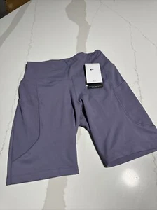 Nike One Dri-FIT High Waist 8" Sz M Purple Shorts Pockets FZ6758-509 MSRP $45 - Picture 1 of 6