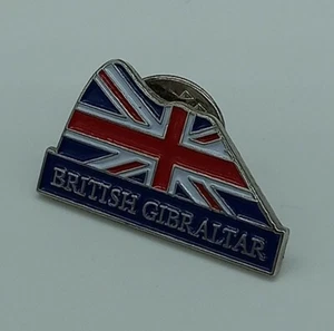 British Gibraltar Pin Lapel Badge Union Jack Silver Tone Souvenir Collectable - Picture 1 of 6