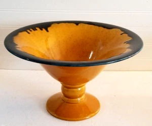 Abigails Italian Pottery Pedestal Compote Fruit Bowl 12" Round 8"H Yellow - Picture 1 of 18