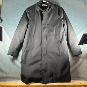 Cintas Mens Trench Coat 40 Black Quilted Lined Pockets Long Sleeve Collared - Picture 1 of 13