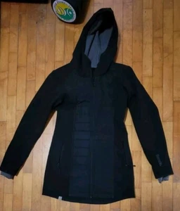 Bench Womens Black Long Sleeve Hooded Quilted Full Zip Coat Jacket Size Medium - Picture 1 of 5